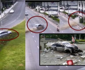 Fast 9 !!! นาที เก๋งแหกโค้ง บินข้ามเกาะกลาง ทะลุชนป้ายพังยับ (ชมคลิป)